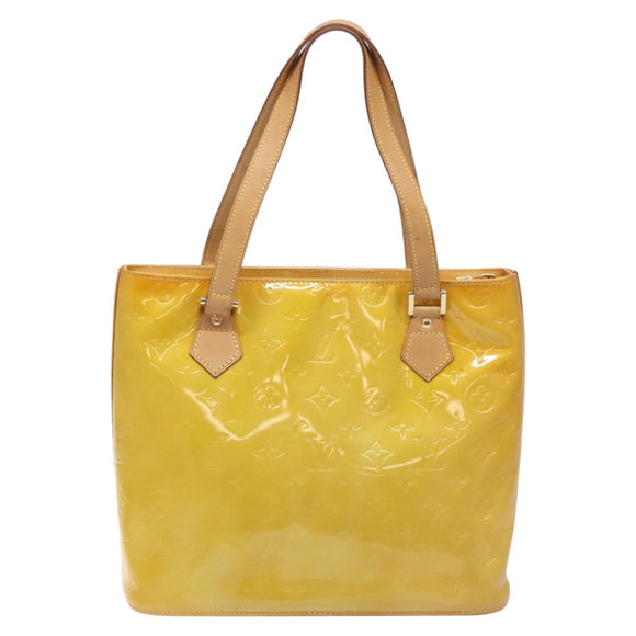 LOUIS VUITTON Monogram Vernis Houston Hand Bag Beige M91004 LV Auth MX047