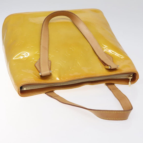 LOUIS VUITTON Monogram Vernis Houston Hand Bag Beige M91004 LV Auth MX047