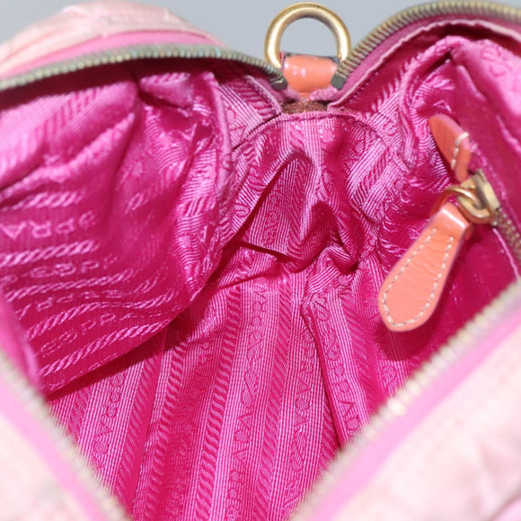 PRADA Shoulder Bag Nylon Pink Gold Auth MX052