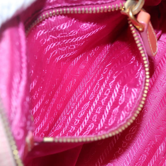 PRADA Shoulder Bag Nylon Pink Gold Auth MX052