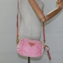 PRADA Shoulder Bag Nylon Pink Gold Auth MX052-22