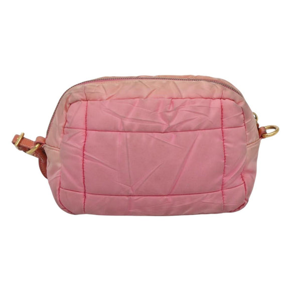 PRADA Shoulder Bag Nylon Pink Gold Auth MX052
