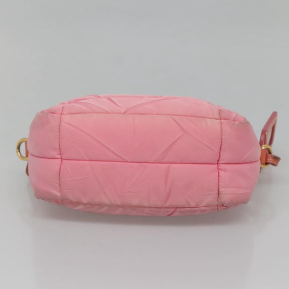 PRADA Shoulder Bag Nylon Pink Gold Auth MX052