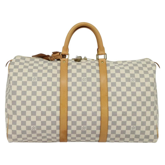 LOUIS VUITTON Damier Azur Keepall 50 Boston Bag N41430 LV Auth MX064