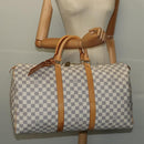 LOUIS VUITTON Damier Azur Keepall 50 Boston Bag N41430 LV Auth MX064-22