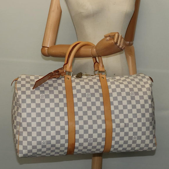 LOUIS VUITTON Damier Azur Keepall 50 Boston Bag N41430 LV Auth MX064
