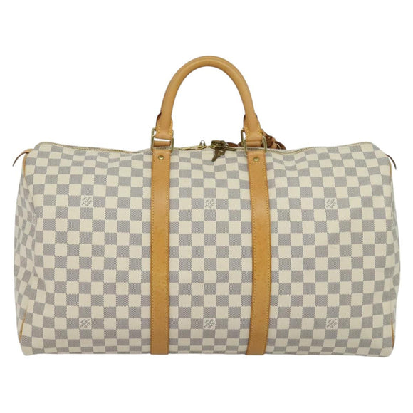 LOUIS VUITTON Damier Azur Keepall 50 Boston Bag N41430 LV Auth MX064