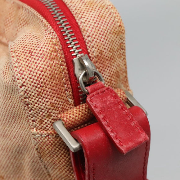 PRADA Sports Shoulder Bag Canvas Beige Red Auth MX065