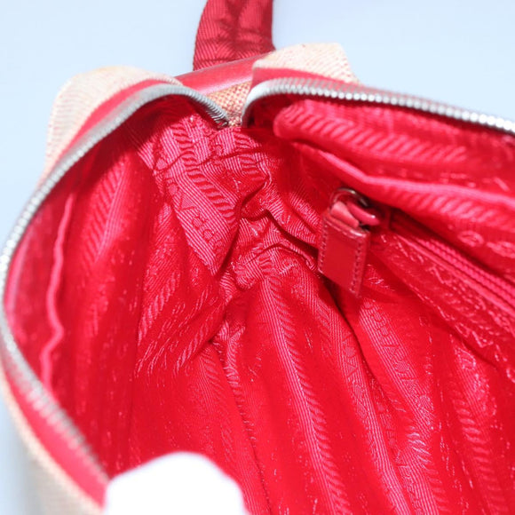 PRADA Sports Shoulder Bag Canvas Beige Red Auth MX065