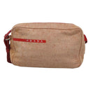 PRADA Sports Shoulder Bag Canvas Beige Red Auth MX065-13