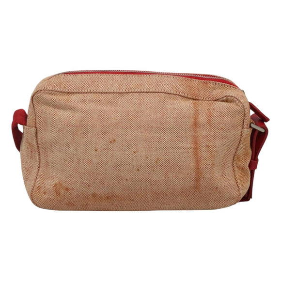 PRADA Sports Shoulder Bag Canvas Beige Red Auth MX065