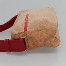 PRADA Sports Shoulder Bag Canvas Beige Red Auth MX065-4