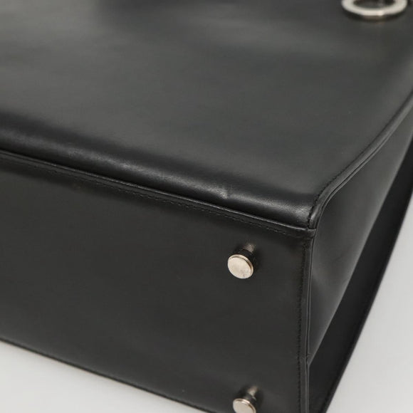 Salvatore Ferragamo Gancini Shoulder Bag Leather Black Silver Auth MX070