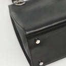 Salvatore Ferragamo Gancini Shoulder Bag Leather Black Silver Auth MX070-11