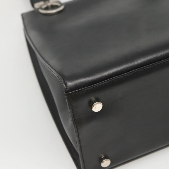 Salvatore Ferragamo Gancini Shoulder Bag Leather Black Silver Auth MX070