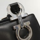 Salvatore Ferragamo Gancini Shoulder Bag Leather Black Silver Auth MX070-9