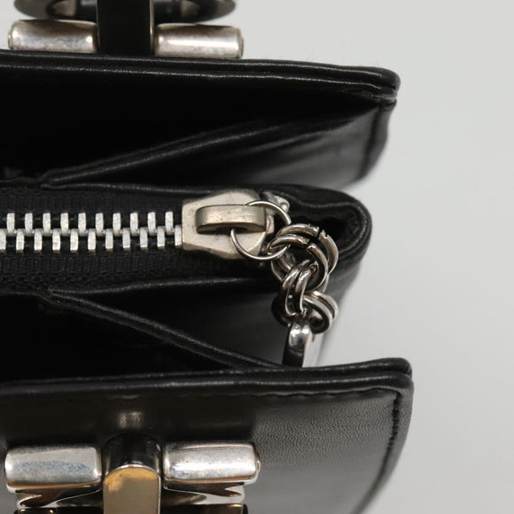 Salvatore Ferragamo Gancini Shoulder Bag Leather Black Silver Auth MX070