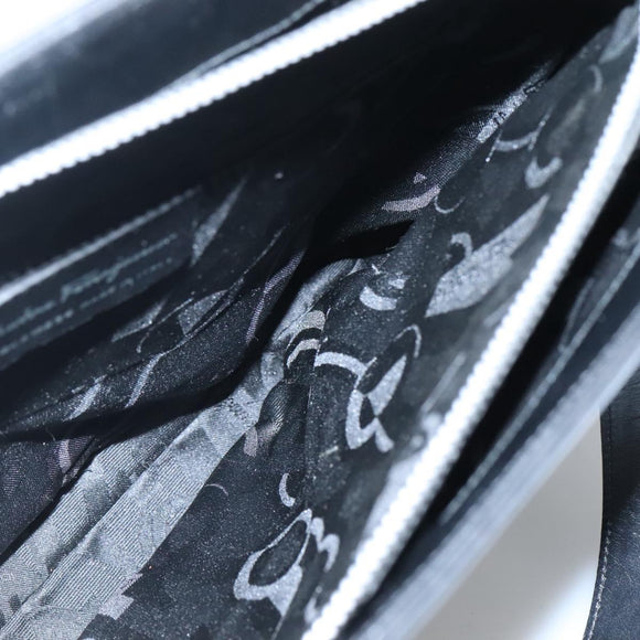 Salvatore Ferragamo Gancini Shoulder Bag Leather Black Silver Auth MX070