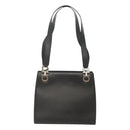 Salvatore Ferragamo Gancini Shoulder Bag Leather Black Silver Auth MX070-2