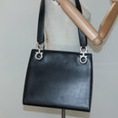Salvatore Ferragamo Gancini Shoulder Bag Leather Black Silver Auth MX070-22