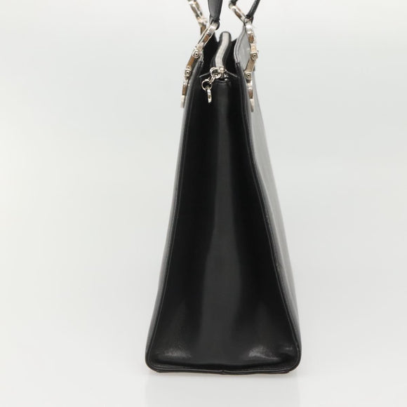 Salvatore Ferragamo Gancini Shoulder Bag Leather Black Silver Auth MX070