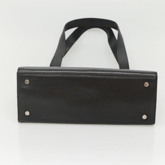 Salvatore Ferragamo Gancini Shoulder Bag Leather Black Silver Auth MX070