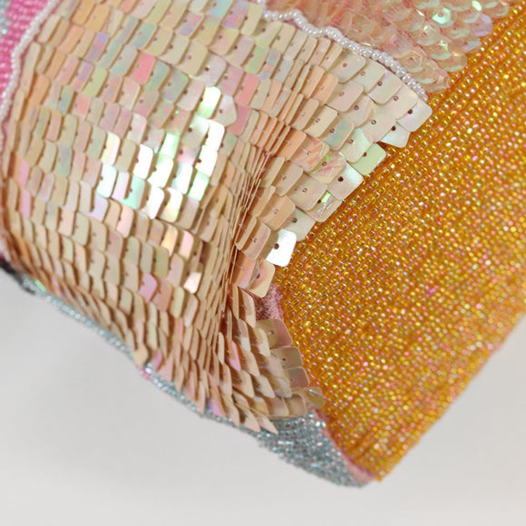 FENDI Tote Bag Beads Multicolor Silver Auth MX075SM