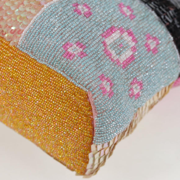 FENDI Tote Bag Beads Multicolor Silver Auth MX075SM