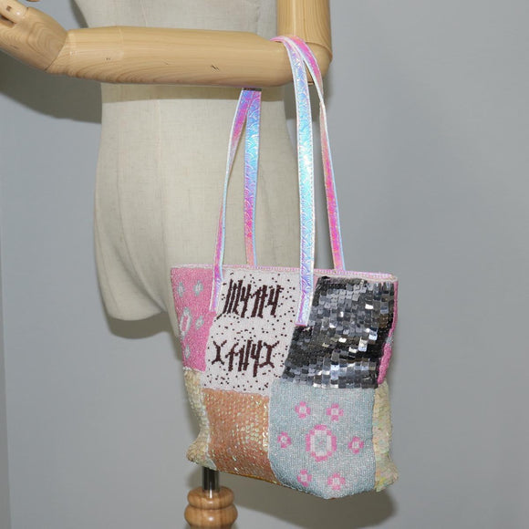 FENDI Tote Bag Beads Multicolor Silver Auth MX075SM