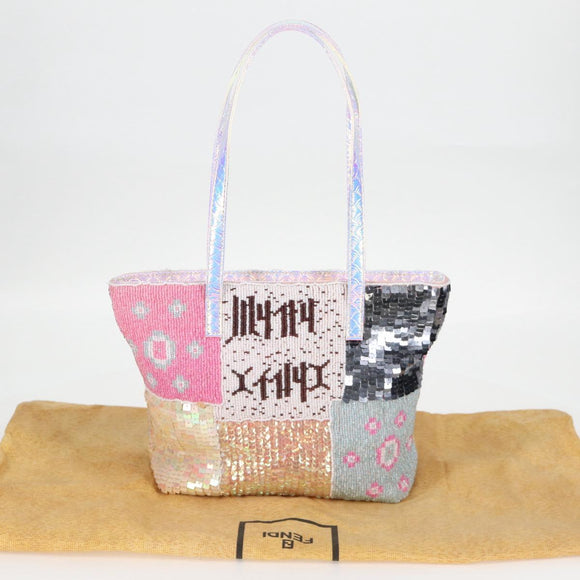 FENDI Tote Bag Beads Multicolor Silver Auth MX075SM