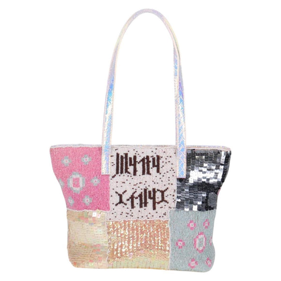 FENDI Tote Bag Beads Multicolor Silver Auth MX075SM