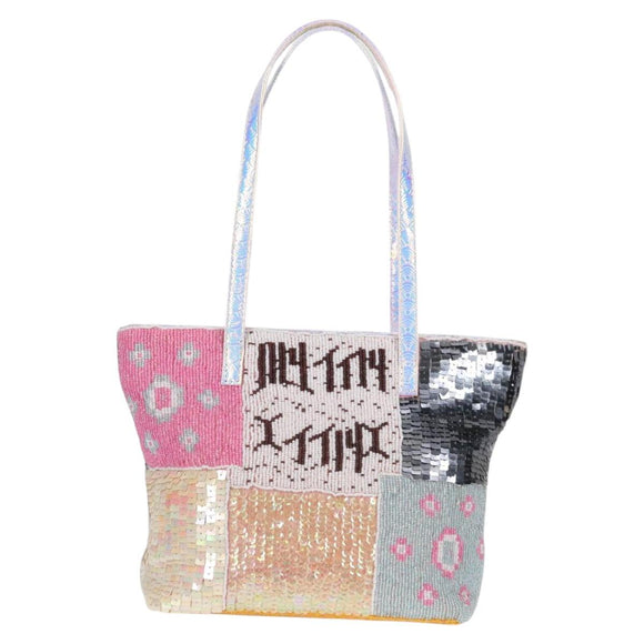 FENDI Tote Bag Beads Multicolor Silver Auth MX075SM