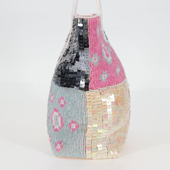 FENDI Tote Bag Beads Multicolor Silver Auth MX075SM