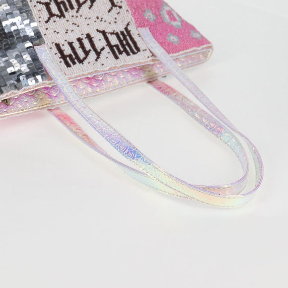 FENDI Tote Bag Beads Multicolor Silver Auth MX075SM