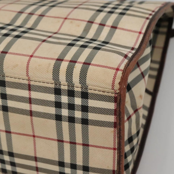 BURBERRY Nova Check Hand Bag Canvas Beige Auth MX078