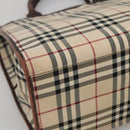 BURBERRY Nova Check Hand Bag Canvas Beige Auth MX078-16