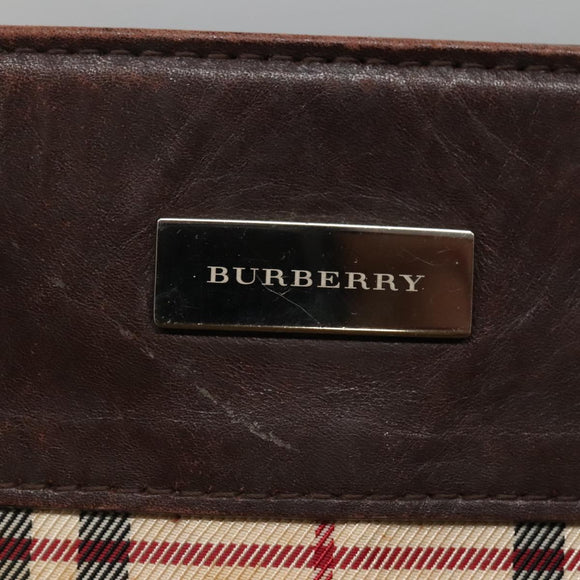 BURBERRY Nova Check Hand Bag Canvas Beige Auth MX078