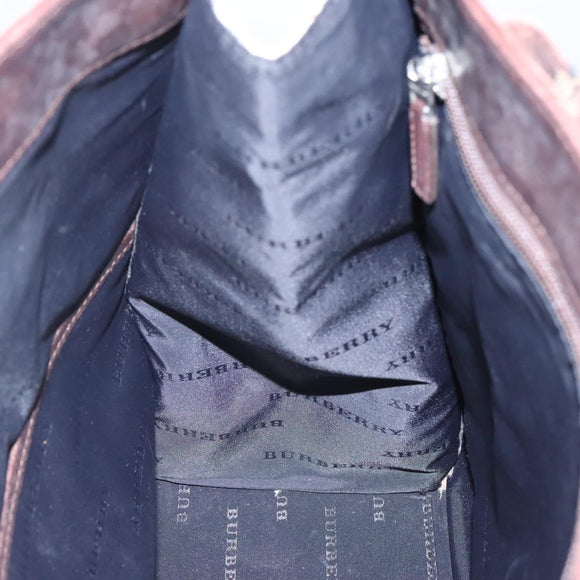 BURBERRY Nova Check Hand Bag Canvas Beige Auth MX078