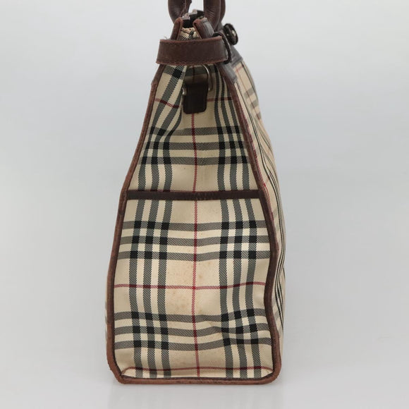 BURBERRY Nova Check Hand Bag Canvas Beige Auth MX078
