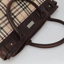 BURBERRY Nova Check Hand Bag Canvas Beige Auth MX078-6