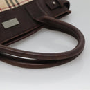 BURBERRY Nova Check Hand Bag Canvas Beige Auth MX078-7