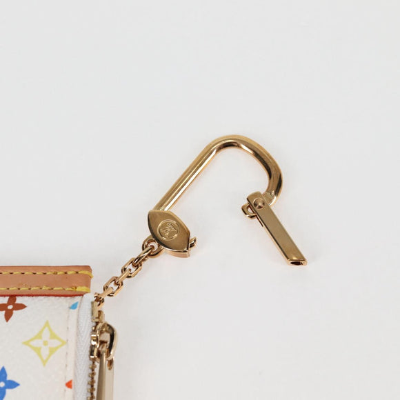 LOUIS VUITTON Monogram Multicolor Pochette Cles Geldbörse Weiß M92655 Auth MX081SM