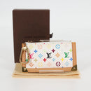 LOUIS VUITTON Monogram Multicolor Pochette Cles Geldbörse Weiß M92655 Auth MX081SM-12
