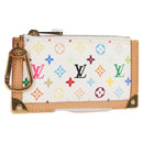 LOUIS VUITTON Monogram Multicolor Pochette Cles Geldbörse Weiß M92655 Auth MX081SM-1