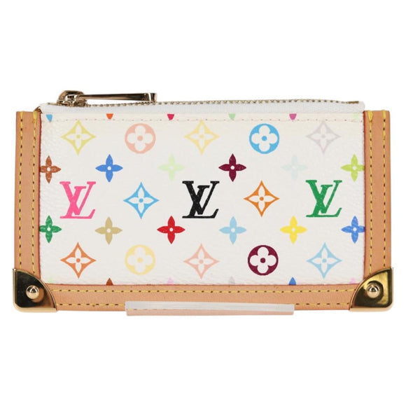 LOUIS VUITTON Monogram Multicolor Pochette Cles Geldbörse Weiß M92655 Auth MX081SM