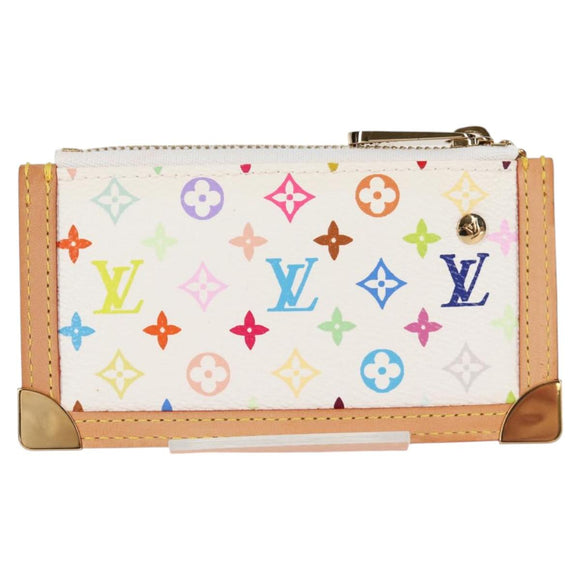 LOUIS VUITTON Monogram Multicolor Pochette Cles Geldbörse Weiß M92655 Auth MX081SM