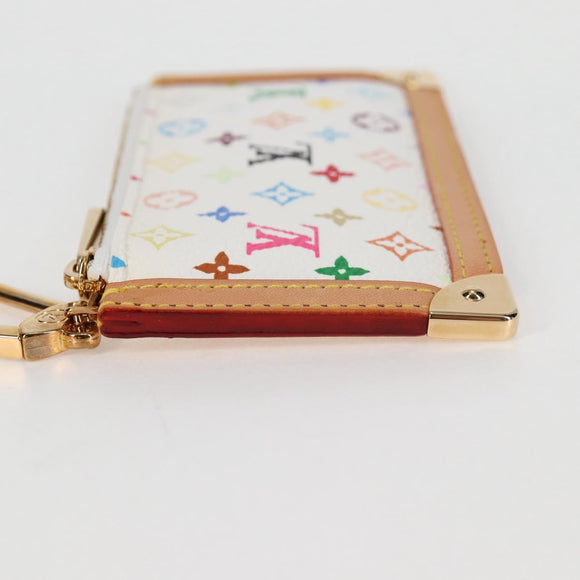 LOUIS VUITTON Monogram Multicolor Pochette Cles Geldbörse Weiß M92655 Auth MX081SM