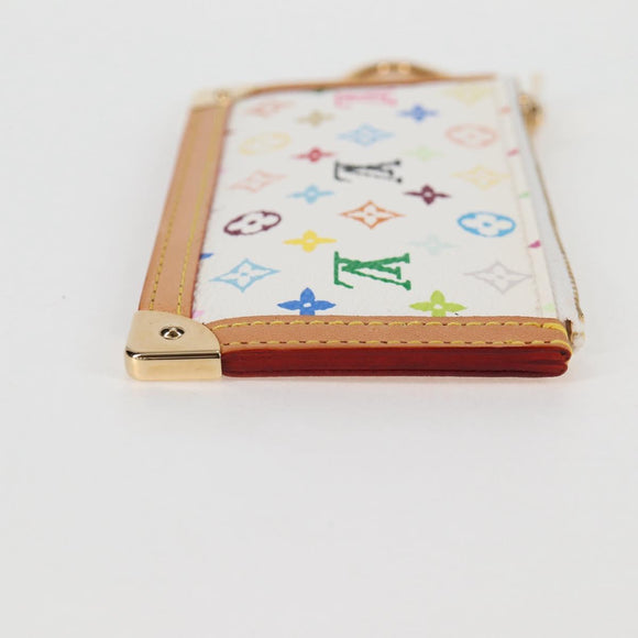 LOUIS VUITTON Monogram Multicolor Pochette Cles Geldbörse Weiß M92655 Auth MX081SM