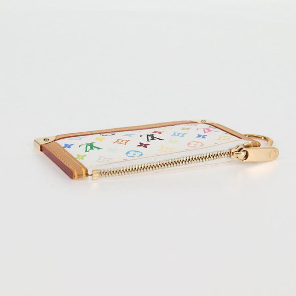LOUIS VUITTON Monogram Multicolor Pochette Cles Geldbörse Weiß M92655 Auth MX081SM