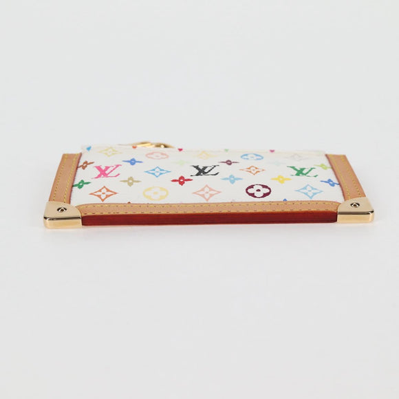 LOUIS VUITTON Monogram Multicolor Pochette Cles Geldbörse Weiß M92655 Auth MX081SM